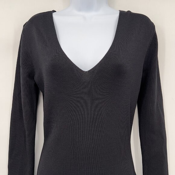 Sachin & Babi Violette Black Beaded Floral Long Sleeve Knit Cocktail Dress M NWT - Picture 2 of 11